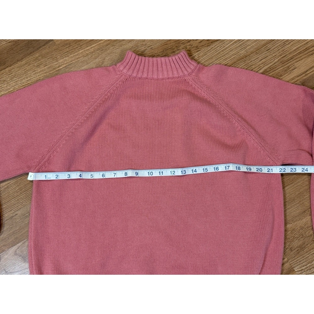 Vintage Lands End Drifter Sweater Women's LG Mock Neck USA 90s Salmon Pink - Picture 6 of 8
